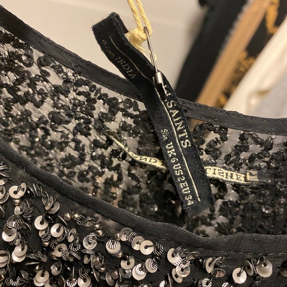 All Saints Gunmetal Stiple Tee (sequins) - Picture 3 of 4